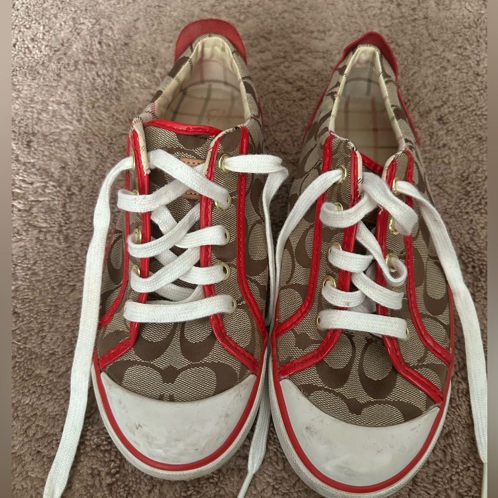 Coach Barrett sneakers size 8.5 red and tan